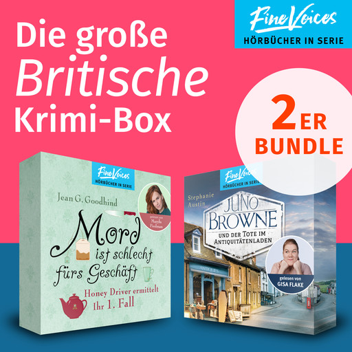 Die große Britische Krimi-Box - Mord ist schlecht fürs Geschäft: Honey Driver ermittelt + Juno Browne und der Tote im Antiquitätenladen: Juno Browne Krimi (ungekürzt), Jean G. Goodhind, Stephanie Austin