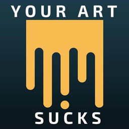 “Podcast: Your Art Sucks” – a bookshelf, Your Art Sucks