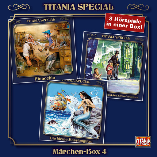 Titania Special, Märchenklassiker, Box 4: Pinocchio, Das kleine Mädchen mit den Schwefelhölzern, Die kleine Meerjungfrau, Hans Christian Andersen, Carlo Collodi