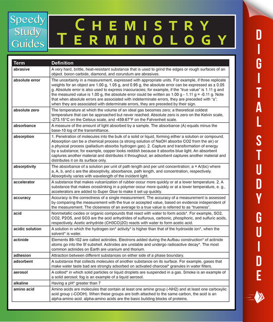 Chemistry Terminology, Speedy Publishing
