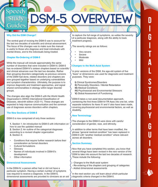 DSM-5 Overview (Speedy Study Guides), Speedy Publishing