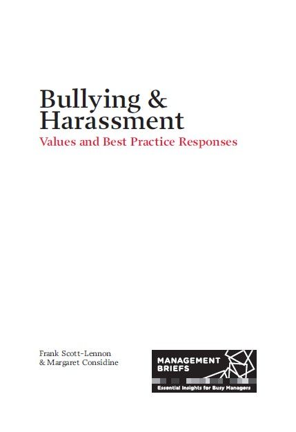 Bullying & Harassment - Values and Best Practice Responses, Frank Scott-Lennon, Margaret Considine