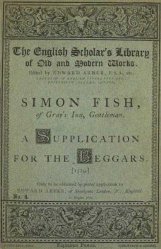 A Supplication for the Beggars, Simon Fish