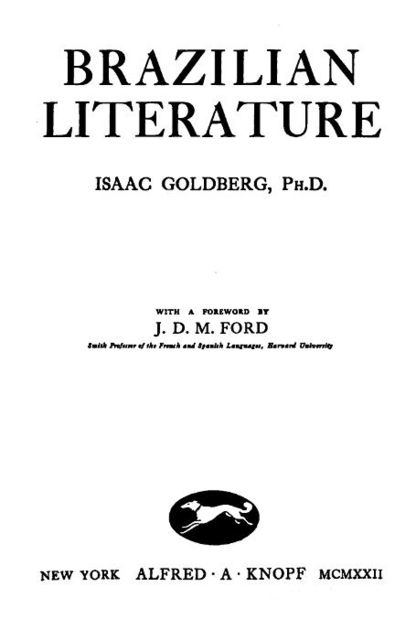Brazilian Literature, Isaac Goldberg