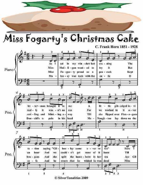 Miss Fogarty’s Christmas Cake Easy Piano Sheet Music, C Frank Horn