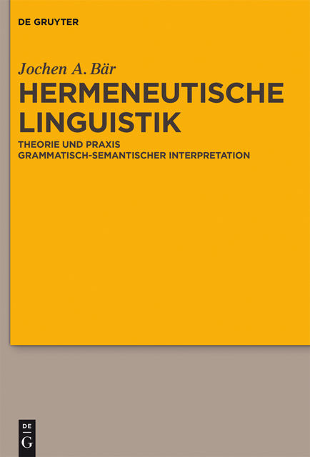 Hermeneutische Linguistik, Jochen A.Bär