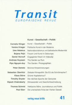 Transit 41. Europäische Revue, Cornelia Klinger, Uwe Hebekus, Verena Krieger