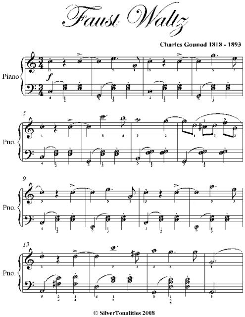 Faust Waltz Elementary Piano Sheet Music, Charles Gounod