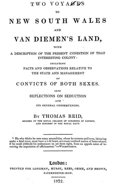 Two Voyages to New South Wales and Van Diemen's Land, Thomas Reid