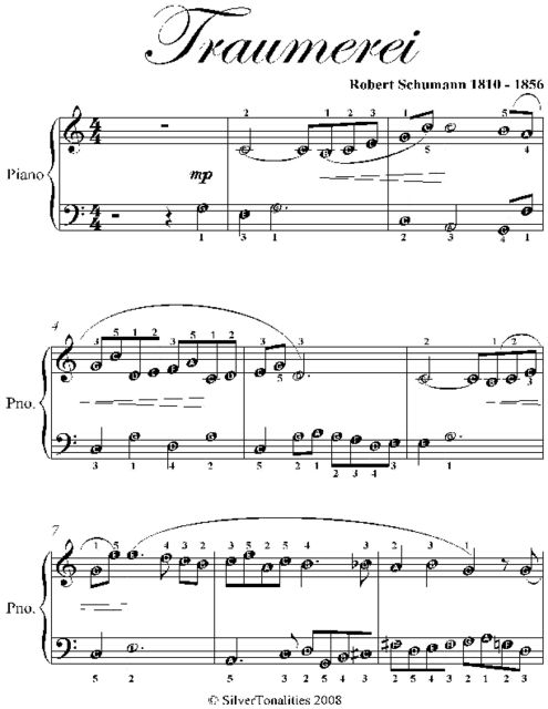 Traumerei Easy Piano Sheet Music, Robert Schumann