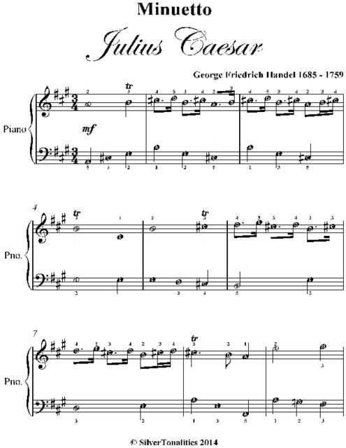 Minuetto Julius Caesar Easy Piano Sheet Music, George Friedrich Handel