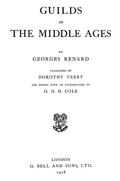 Guilds in the Middle Ages, Georges François Renard