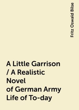 A Little Garrison / A Realistic Novel of German Army Life of To-day, Fritz Oswald Bilse