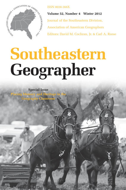 Southeastern Geographer, J.R., David Cochran, Carl A. Reese
