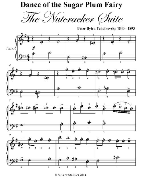 Dance of the Sugar Plum Fairy Nutcracker Suite Easy Piano Sheet Music With Simplified Bass, Peter Ilyich Tchaikovsky