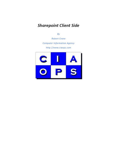 Sharepoint Client Side, Robert Crane