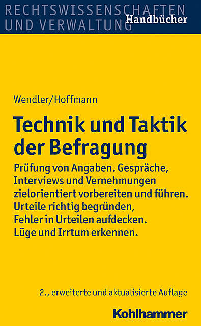 Technik und Taktik der Befragung, Axel Wendler, Helmut Hoffmann