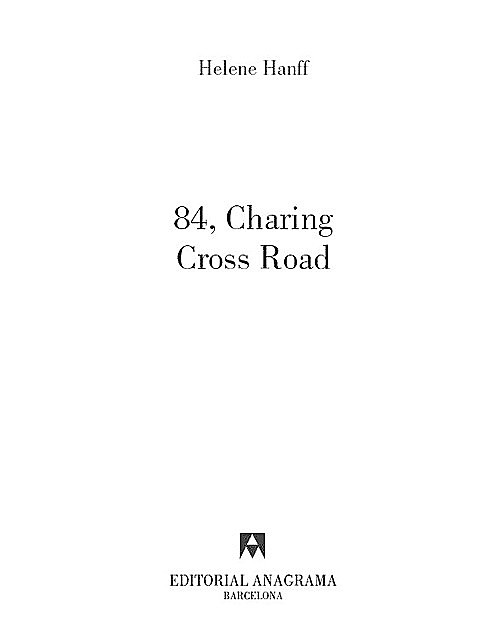84, Charing Cross Road, Helene Hanff