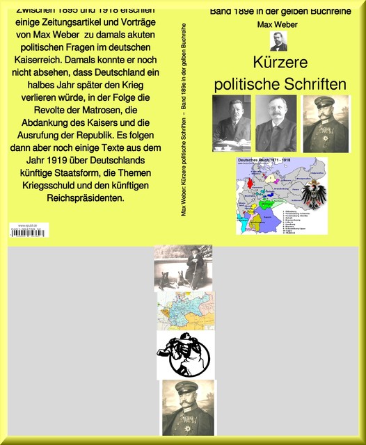 Max Weber: Kürzere politische Schriften – Band 189e in der gelben Buchreihe – bei Jürgen Ruszkowski, Max Weber