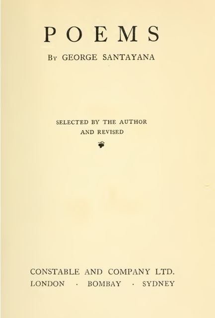 Poems, George Santayana