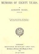 Memoirs of Eighty Years, Thomas Gordon Hake