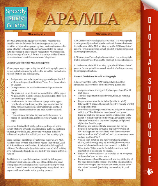 APA/MLA Guidelines (Speedy Study Guides), Speedy Publishing