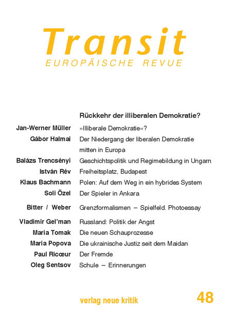 Transit 48. Europäische Revue, Jan-Werner Muller, Gábor Halmai, Klaus Bachmann