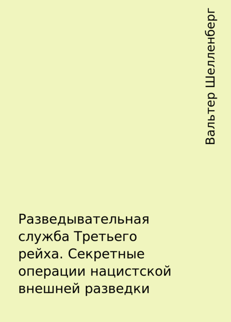 Разведывательная служба Третьего рейха. Секретные операции нацистской внешней разведки, Вальтер Шелленберг