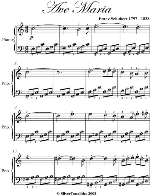 Ave Maria Easy Piano Sheet Music, Franz Schubert