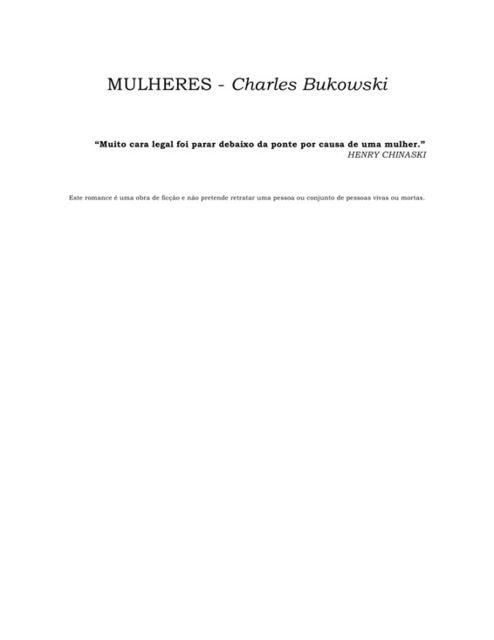 Mulheres, Charles Bukowski