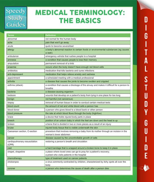 Medical Terminology:The Basics Speedy Study Guides, Speedy Publishing