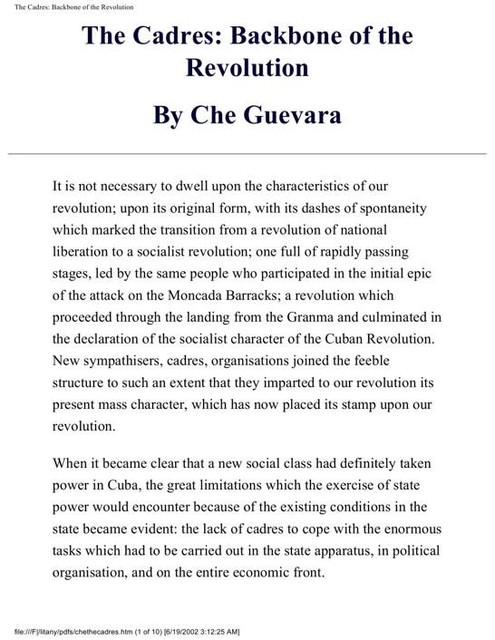 The Cadres: Backbone of the Revolution, Che Guevara