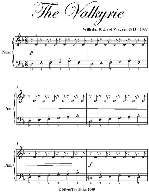 The Valkyrie Easy Piano Sheet Music, Wilhelm Richard Wagner