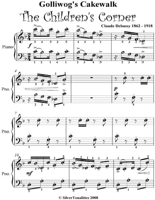 Golliwogs Cakewalk Childrens Corner Easy Piano Sheet Music, Claude Debussy