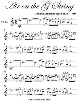 Air on the G String Easy Violin Sheet Music, Johann Sebastian Bach