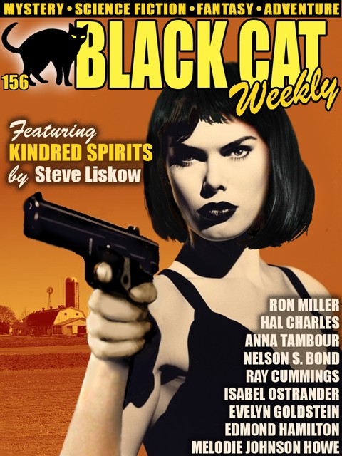 Black Cat Weekly #156, Edmond Hamilton, Ray Cummings, Ron Miller, Hal Charles, Melodie Johnson Howe, Nelson S. Bond, Anna Tambour, Steve Liskow, Evelyn Goldstein