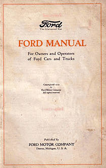Ford Manual for Owners and Operators of Ford Cars and Trucks, Ford Motor Company