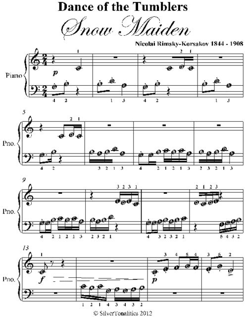 Dance of the Tumblers Snow Maiden Beginner Piano Sheet Music, Nikolai Rimsky-Korsakov