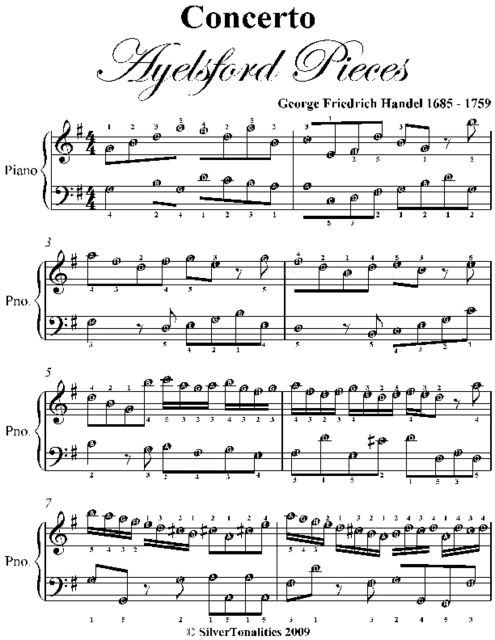 Concerto Aylesford Pieces Easy Piano Sheet Music, George Friedrich Handel