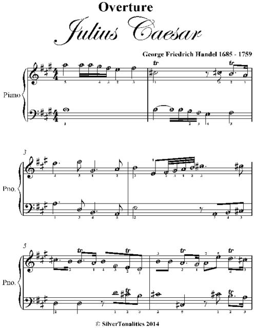 Overture to Julius Caesar Easy Piano Sheet Music, George Friedrich Handel
