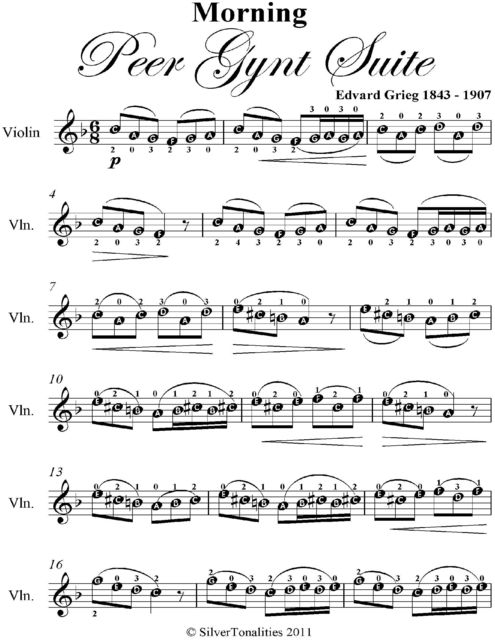 Morning Peer Gynt Suite Easy Violin Sheet Music, Edvard Grieg