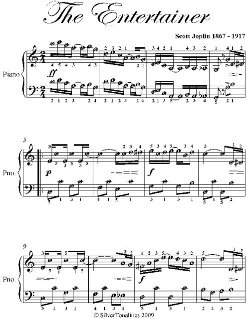 The Entertainer Easy Piano Sheet Music, Scott Joplin