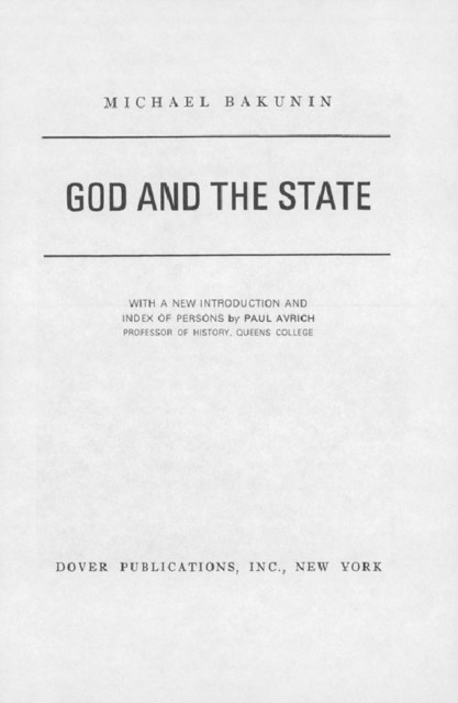 God and the State, Michael Bakunin