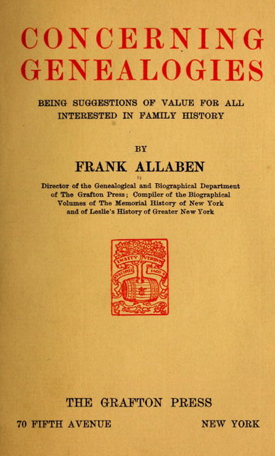 Concerning Genealogies, Frank Allaben