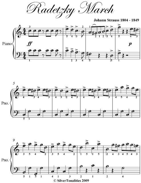 Radetzky March Easy Piano Sheet Music, Johann Strauss