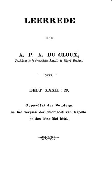 Leerrede over Deut. XXXII: 29, A.P. A. du Cloux