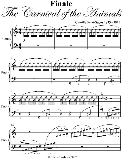 Finale Carnival of the Animals Easy Piano Sheet Music, Camille Saint Saens