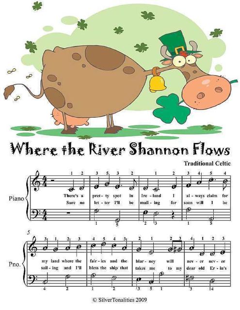 Where the River Shannon Flows Easy Piano Sheet Music, Traditional Celtic