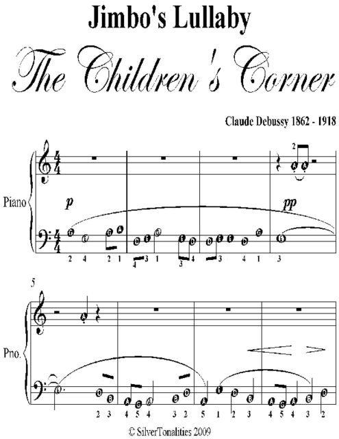 Jimbo's Lullaby the Children's Corner Easy Piano Sheet Music, Claude Debussy