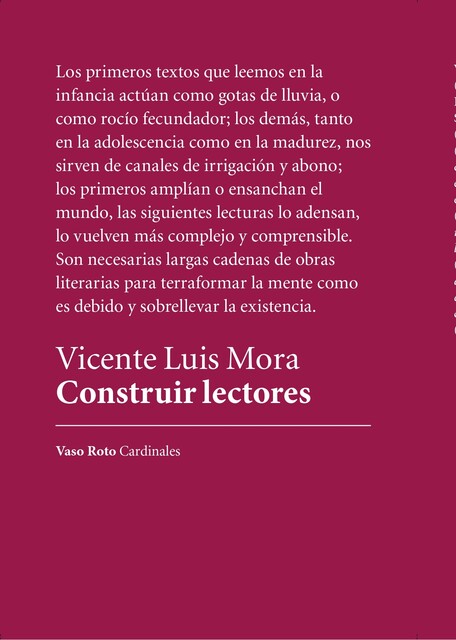 Construir lectores, Vicente Luis Mora